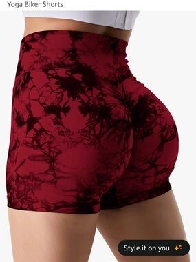 Amazon Red and Black Tie-Dye High-Waist Bike Shorts